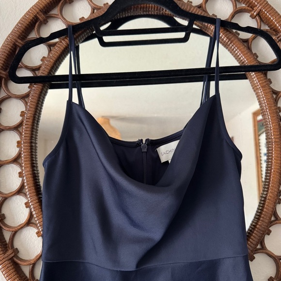 Anthro Sachin & Babi Cali Satin Midi Dress in Navy size 0 - Picture 13 of 14